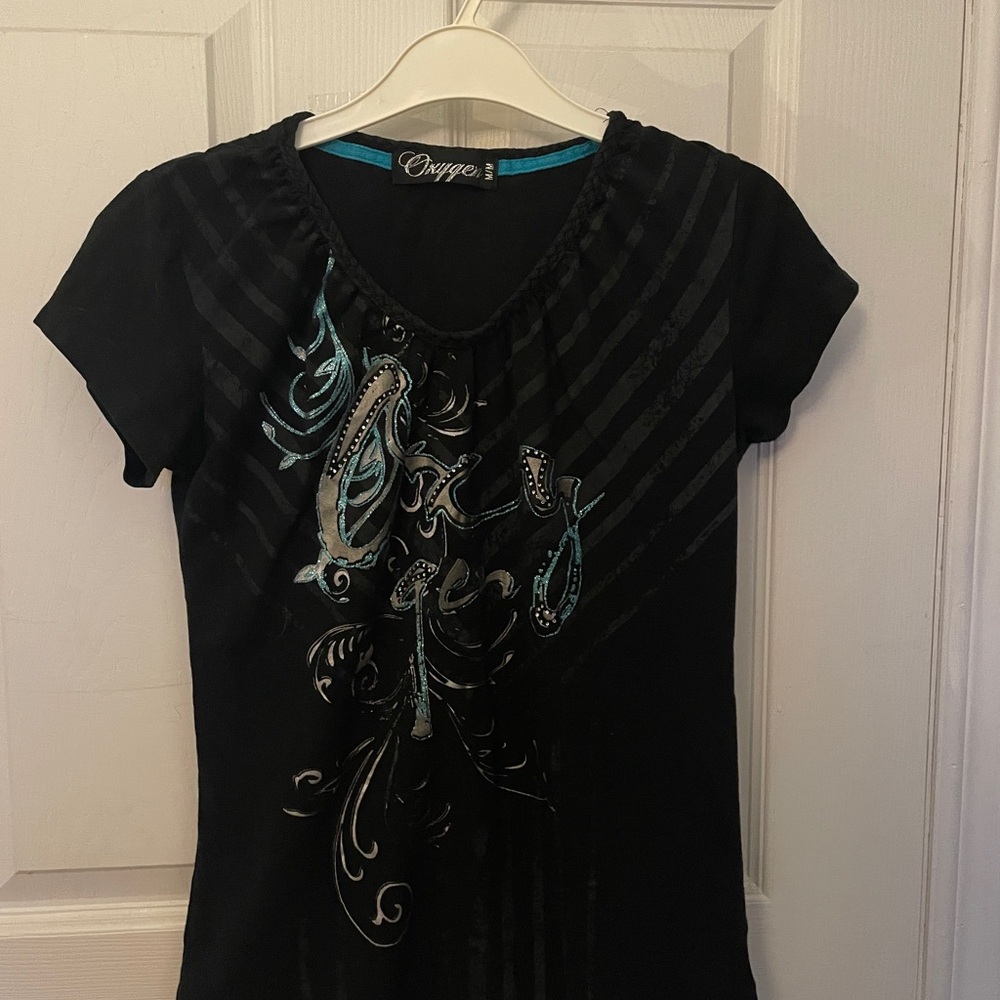 Black y2k rhinestone shirt